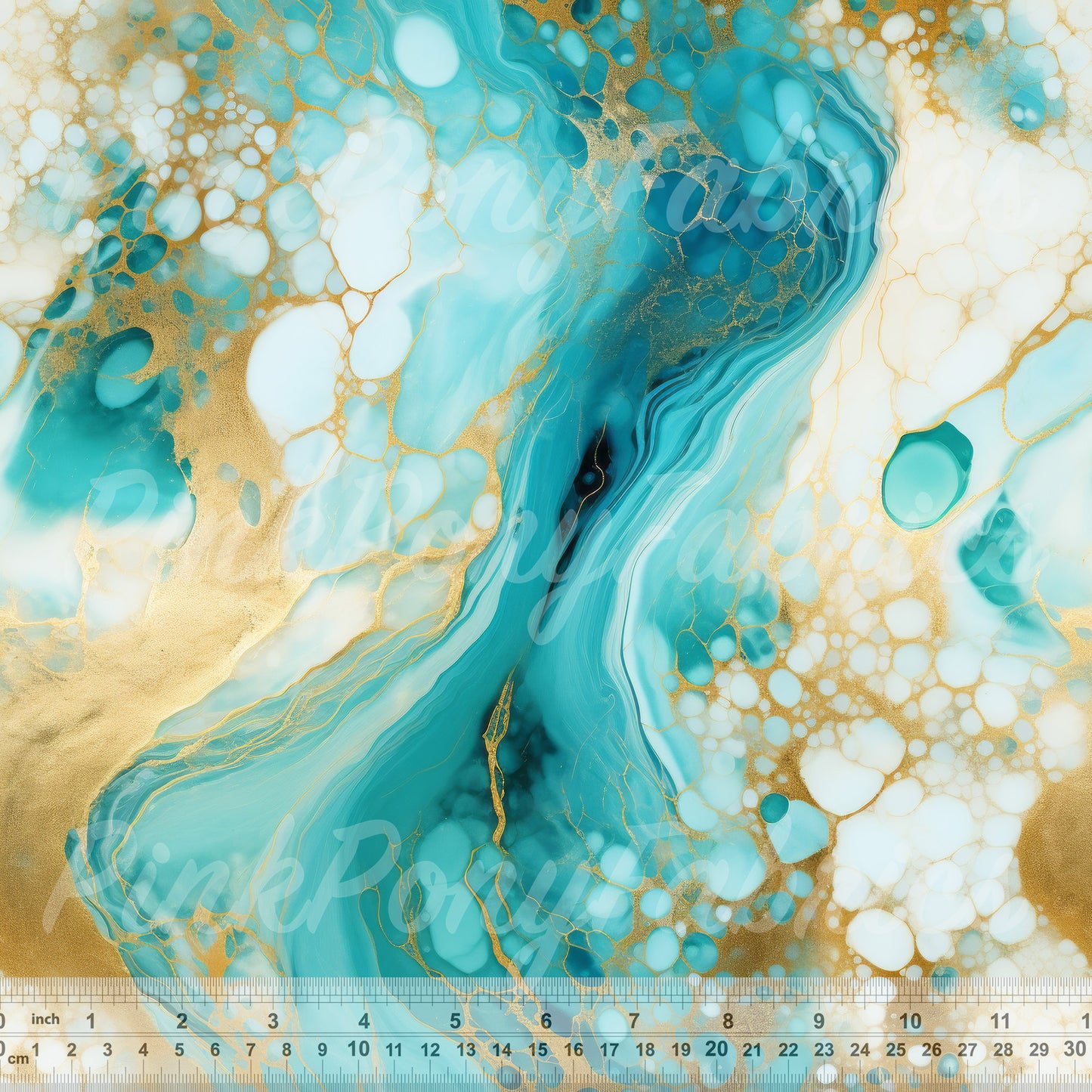 Gold and Aqua Marble