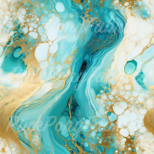 Gold and Aqua Marble