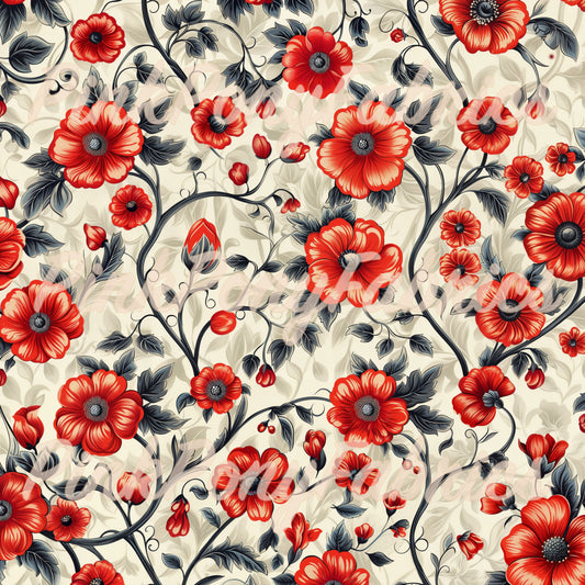 Red Retro Floral