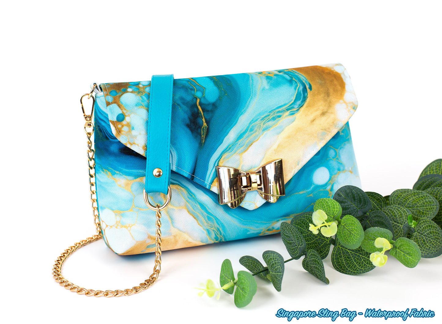 Gold and Aqua Marble