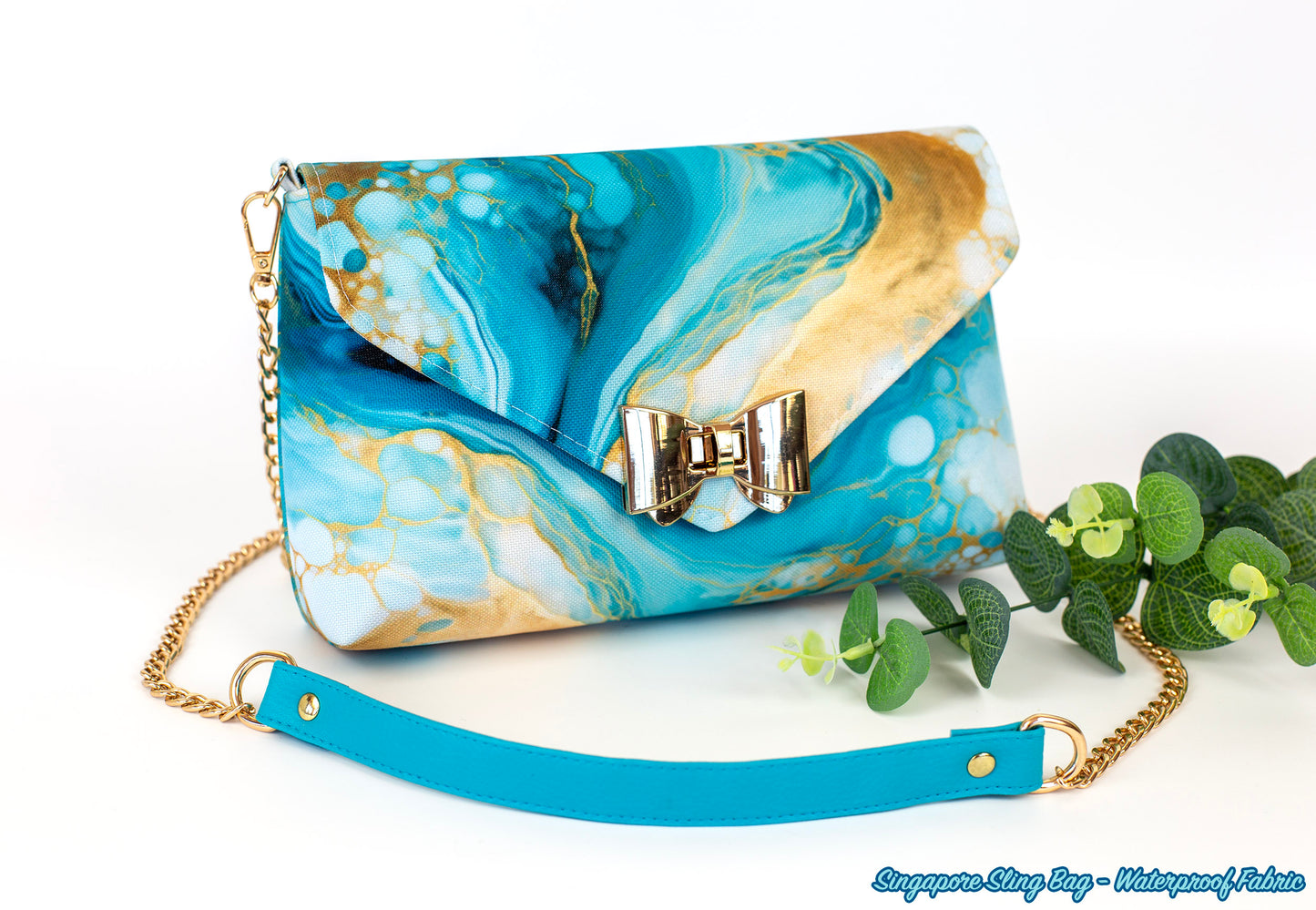 Gold and Aqua Marble