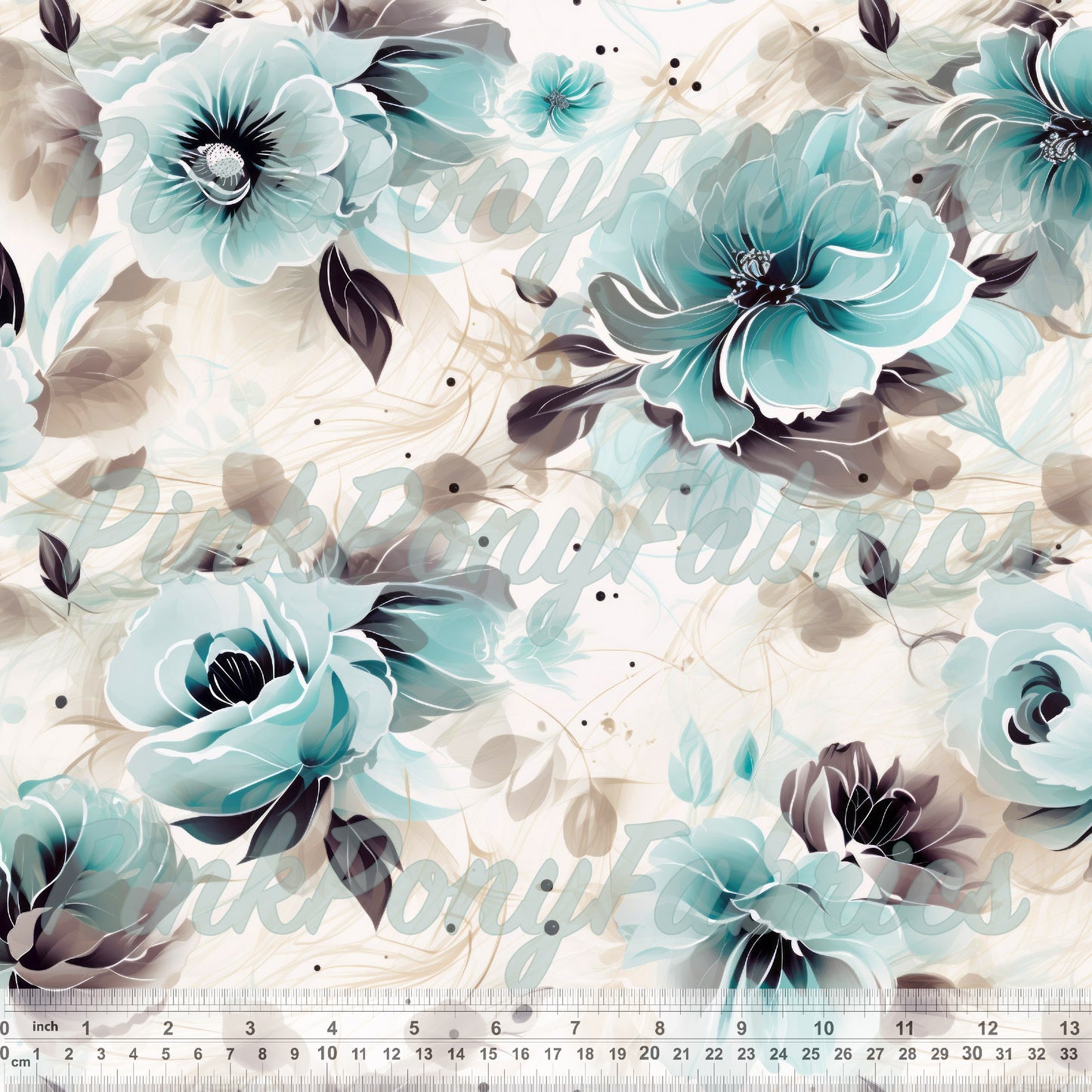 Teal Floral Winds - Large