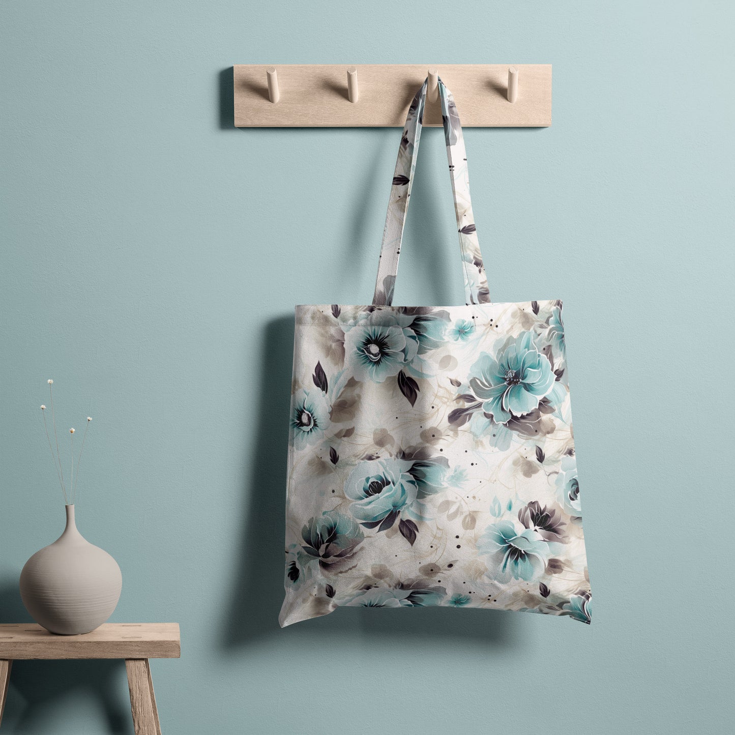 Teal Floral Winds - Large