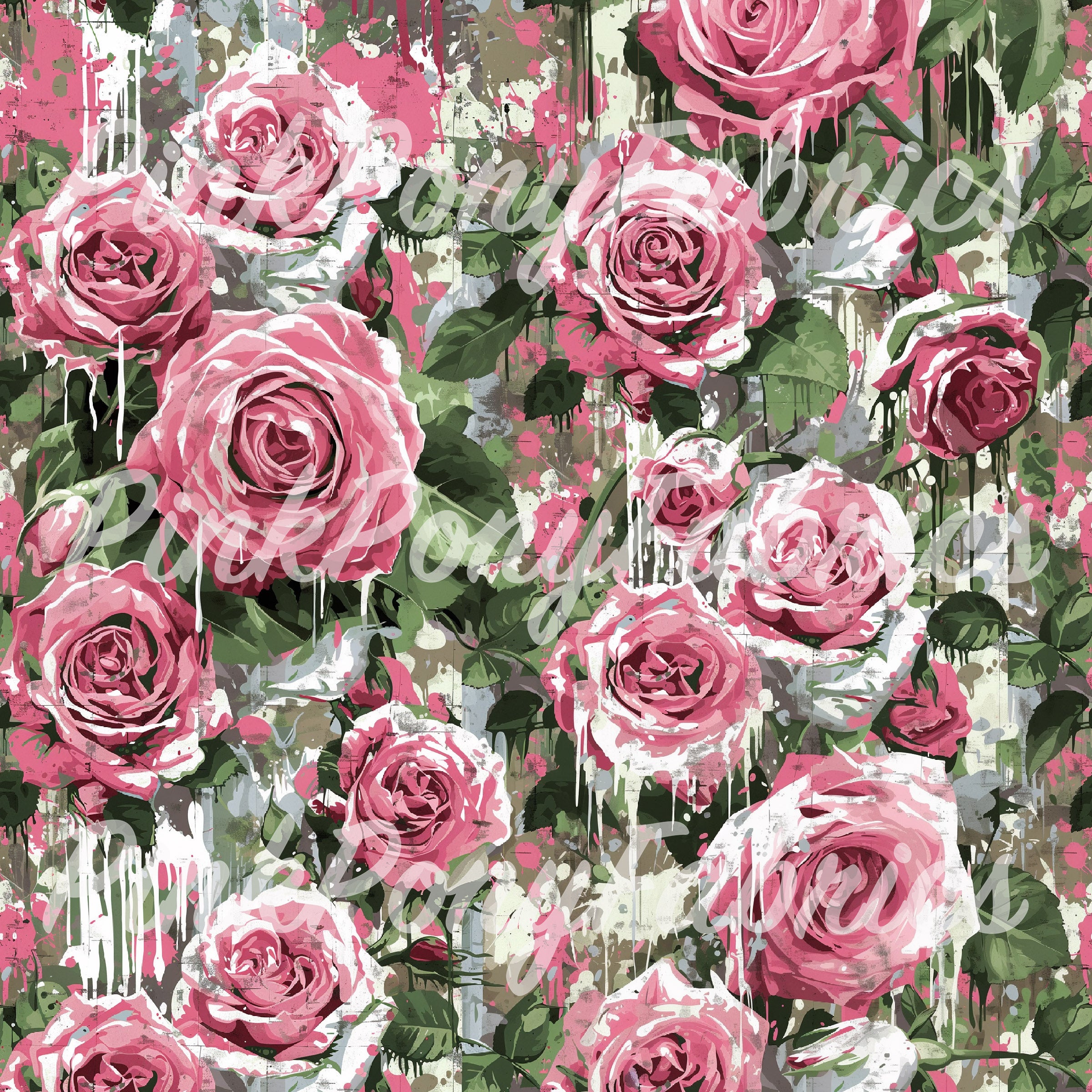 Grunge Color Splash Roses – Pink Pony Design