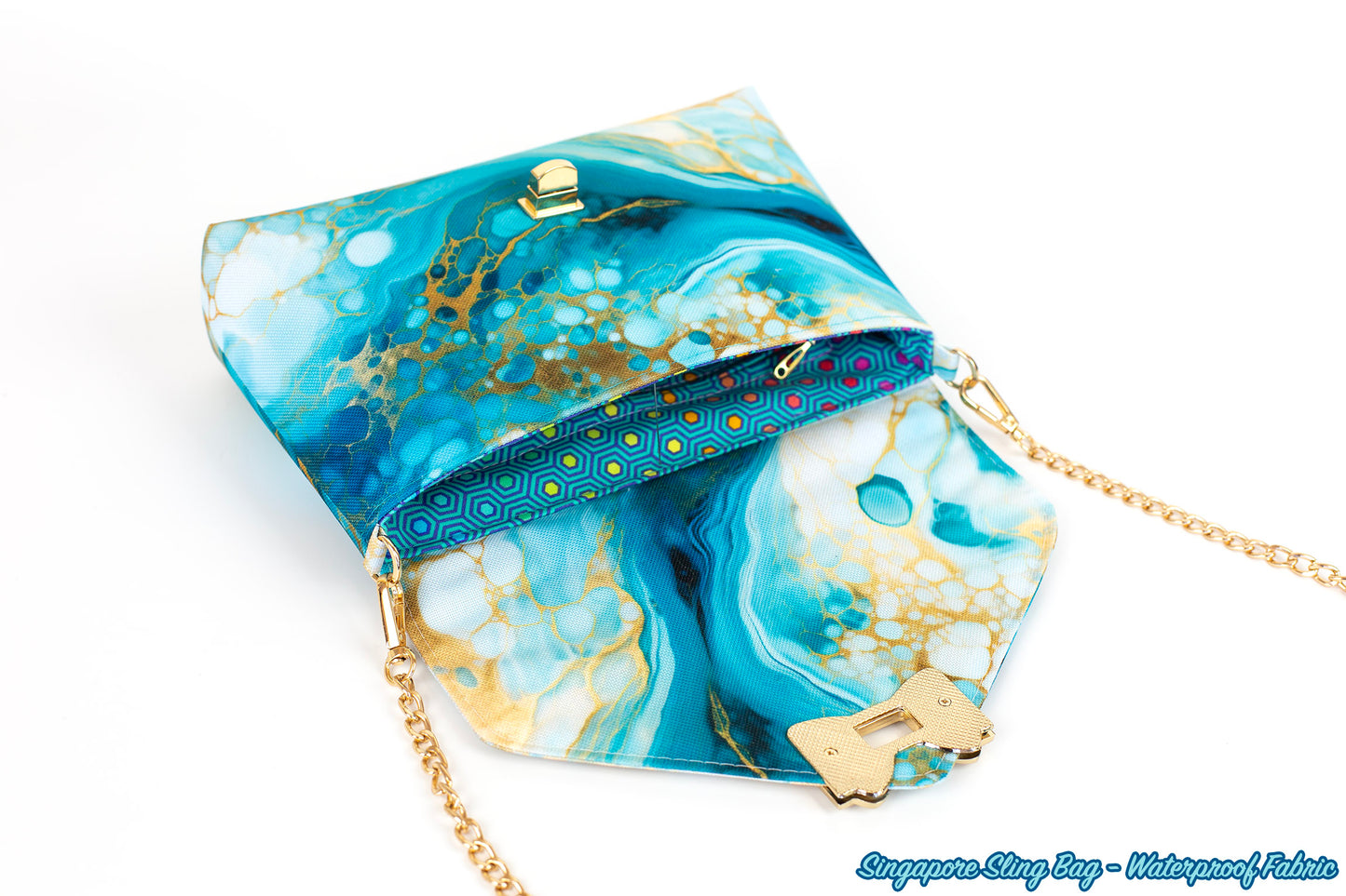 Gold and Aqua Marble