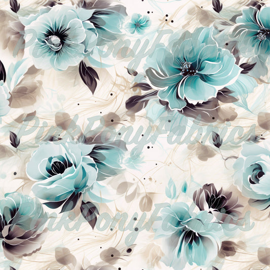 Teal Floral Winds - Large