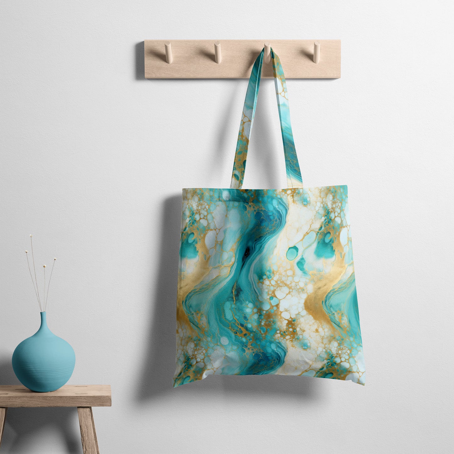 Gold and Aqua Marble
