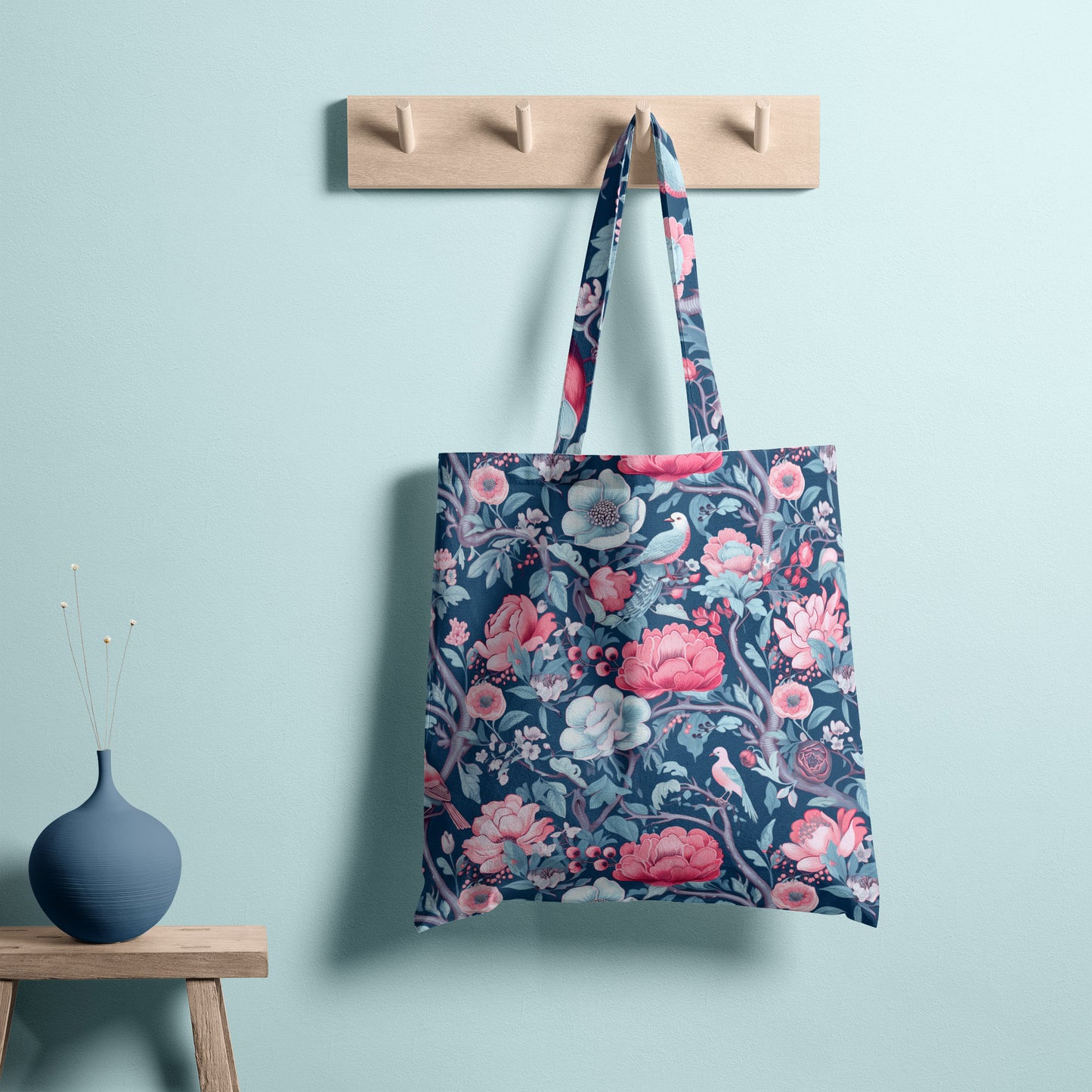Floral Wallpaper with Birds